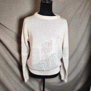 Vintage 80s Pastel Bobble Knit Sweater Acrylic W Sz L Retro Cottagecore grandma